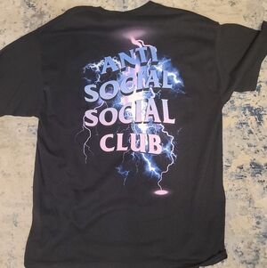 Anti Social Social Club Black Graphic Pink And Purple Lighting T-Shirt